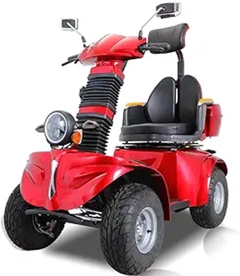4 Fat Tire Wheels Powered Mobility Scooters for Seniors & Adults,Swivel seat,3-Speed Medical Electric Scooter Device with Rear Lockbox,1000W Motor, 60V20AH Power Lead-Acid Battery (DJD-RED)