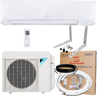 Daikin 9,000 BTU 18 SEER2 Entra Series Ductless Mini Split Heat Pump System w/Maxwell 16’ Installation Kit and Wall Mounting Bracket (230V)
