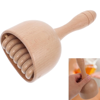 Wood Massage Cup with Roller Massage Scraping Stick Wooden Therapy Cup Therapy Massage Tool Massage Stick Wood Massage Rod Cupping Kit for Massage Therapy