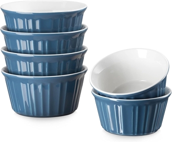 Creme Brulee Ramekins, 8 Oz Ramekins Oven Safe,Small Mini Baking Ceramic Ramekins,Porcelain Ramekins,Ramekins & Soufflé Dishes,Stackable, Set of 6