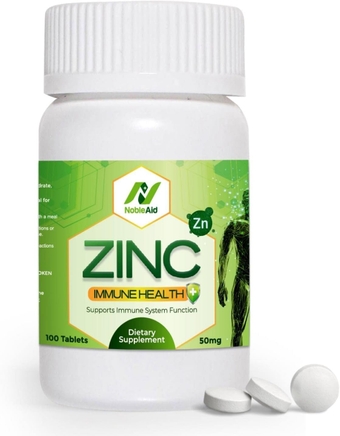 Zinc 50mg Immune Health Plus, 100 Tablets Per Bottle, Promotes Healthy Body Enzymes, Regulates Skin Healing, and Supports Joints and Muscles