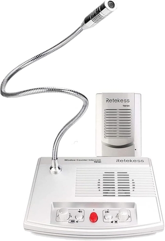 TW101 Window Speaker Support Mute, External Audio, Intercommunication Microphone for Business, Travel Agency, Hospital, School