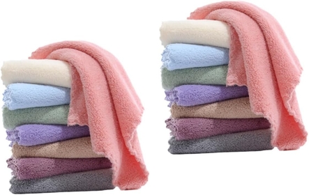 16 Pcs scrubbing wash Cloths wash Cloths for Bathroom Microfiber Cloths Baby Washcloths Body wash Cloth Fleece Hand Towel Non-Stick Oil Utensil Towel aldult Child Bath Towel