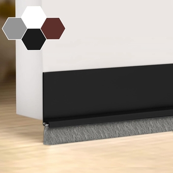 Door Draft Stopper for Bottom of Door, Cuttable Under Door Seal Strip 2" W x 39" L, Door Gap Filler Bottom Interior & Exterior Doors Weather Stripping Soundproof (Black)