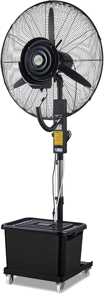 Oscillating Pedestal Spray Fan, Cooling Misting Fans with 40L Water Tank, Floor Standing Industrial Fan, Adjustable Height, Black