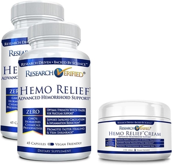 Hemo Relief - Soothe Symptoms Naturally - 2 Bottles & 1 Cream