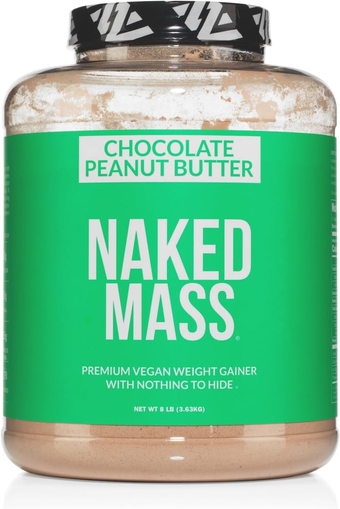 Chocolate Peanut Butter Vegan Mass - 1,290 Calories, Nothing Artificial, All Natural Chocolate PB Weight Gainer Protein Powder - 8LB Bulk, GMO Free, Gluten Free & Soy Free - 11 Servings