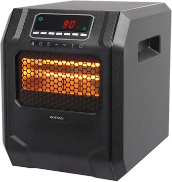 Space Heater w/Remote & Timer, 12”H Electric Infrared Quarts Heater for Indoor Home Room Use, w/Overheat & Tip-over Protection, 3 Heat Settings 750W/1500W, ETL Certified, Black