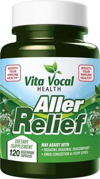 Vitavocal Aller Relief - Fast Acting Allergy Relief Supplement - Sinus and Nasal Discomfort - Naturally Boost Immune System - with Quercetin, Bromelain, Nettle Leaf - 120 Vcaps