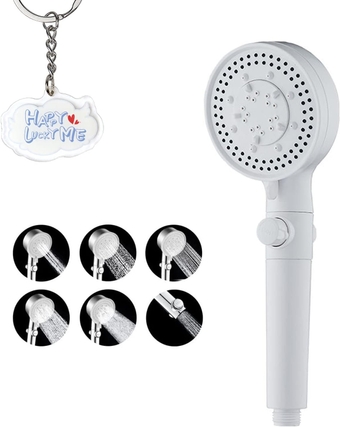 Multi-Functional High Pressure Shower Head, 2023 New Increase High Pressure Detachable Shower Heads with Long Hose, 5 Spray Modes Adjustable, with On Off Switches (Single Nozzle,White)