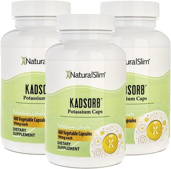 NaturalSlim Kadsorb Natural Potassium Citrate - Supports Electrolyte Balance & Normal PH, Non-GMO & Gluten-Free, Absorbable Potassium Supplement with Essential Minerals - 99 mg 400 Capsules (3 Pack)