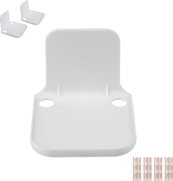 Made in USA White Stick-On Wall Shelf: Durable ABS Plastic with Cable Management for Indoor Security Camera, Textured Finish, Lipped Edges | Removable Adhesive Floating Design | Set of 2