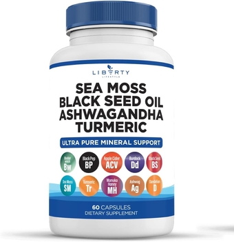 Sea Moss 3000mg Black Seed Oil 2000mg Ashwagandha1000mg Burdock 1000mg Root Mineral Support (60)