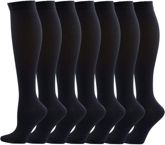 15-20mmHg Compression Socks for Women and Men-7 Pairs Graduated Compression Socks Women 20-30mmhg Knee High for Running,Athletic,Nursing,Varicose Veins,Travel,Pregnancy