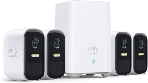 , Cam S220 (Cam 2C Pro) 4-Cam Kit, Wireless Home  Camera, 2K Resolution, HomeKit Compatibility, 180-Day Battery Life, IP67, Night Vision, Motion Only Alert, No Monthly Fee
