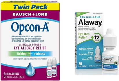 Allergy Eye Drops by Bausch + Lomb, for Itch and Redness Relief & Alaway Antihistamine Eye Drops, Allergy Relief from Itchy Eyes