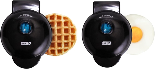 Mini Maker Waffle Maker + Griddle, 2-Pack Griddle + Waffle Iron - Black