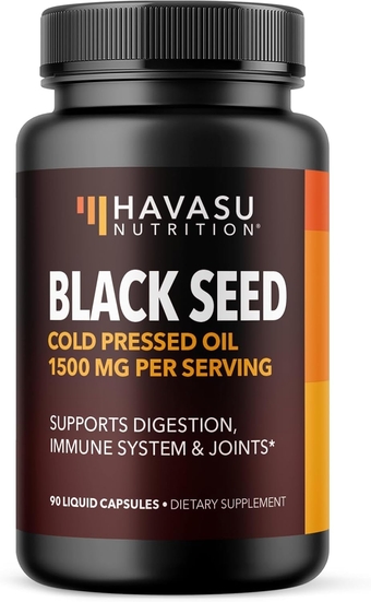 Black Seed Oil Nigella Sativa Cold-Pressed Capsules | 1500mg Black Cumin Seed Oil with Antioxidants for Immune Support and Joint and Digestive Health | 90 Vegetarian & Non-GMO Liquid Capsules