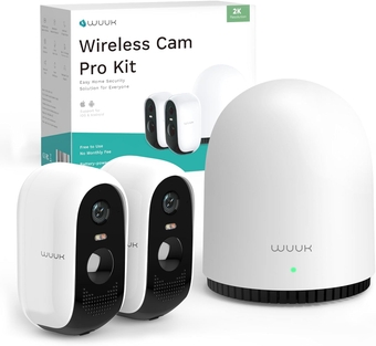 2K Security Camera Wireless Outdoor System, 2-Cams Kit, Homebase Support Up to 8 Cams, Home Cam with 240 Days Battery Life, AI Humanoid Alerts, IFTTT, Alexa/Google Home Compatible, No Monthly Fee