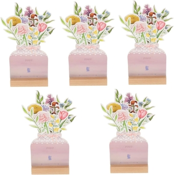 5 Sets 2023 Desk Calendar Desktop Wood Base Desk Calendar Family Calendar 2022-2023 School Calendar Mini 2023 Calendar Schedule Calendar Spiral Office Paper Decorative Table