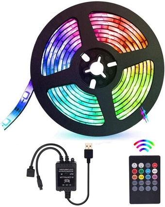 LED Strip Lights, RGB TV Backlight, USB Color Change Sync to Music LED Light Strips for 40 to 60 in HDTV, 5050 30 LED/M Dimmable Waterproof Light with RF Remote, LED TV Bias Lighting(3.3ft/1m)