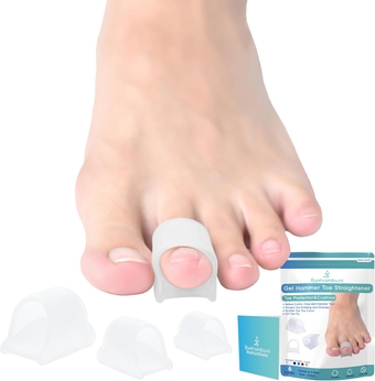 Hammer Toe Corrector - Hammer Toe Straightener - Toe Straighteners for Curled, Crooked, Claw Toe - Lift Toe Tip, Soothe Toe-Top Corn, Prevent Overlapping Rubbing - Clear, S/M/L