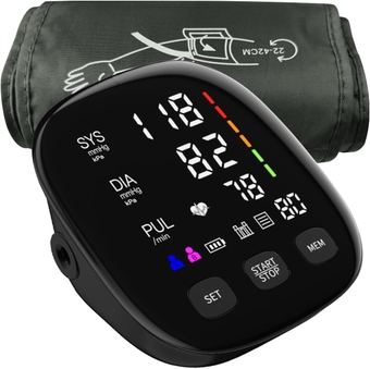 Automatic Upper Arm Blood Pressure Monitor, Blood Pressure Cuff 9-17 inch, Blood Pressure Monitors for Home Use with Digital LED Display, 2×199 Sets Memory Heartbeat & Hypertension Detector (Black)