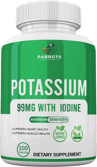 Essential Potassium Supplement 99 mg (100 Capsules) - Supports Electrolyte Balance, Bone Health, Nerve Transmission, Muscles Health