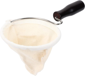 Cloth Coffee Filter Strainers, Coffee Sock Reusable Washable Flannel Cloth Handmade Coffee Dripper Strainer with Wood Handle (L)