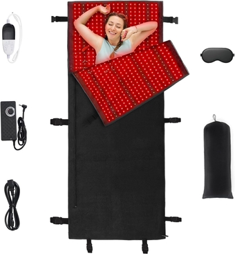 2Pcs(63 * 27in)  Red Light Therapy Mat Device, Near Infrared Light Therapy Blanket with Timer for Gift,Infrared Light Therapy for Body Shoulder Waist Back Knee Pain Relief
