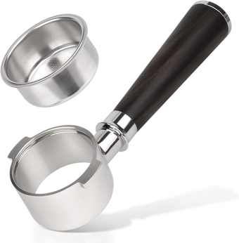 51mm Bottomless Portafilter 2 ears for Delonghi EC260/EC3420/EC155/ECP3120, 51mm Portafilter with Blackwood Handle 304 Stainless Steel Replacement Parts for Delonghi