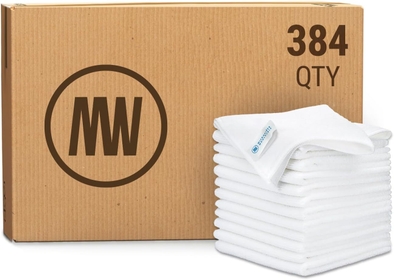 Buff™ Bulk  Cleaning Cloths  | White - Case: 384 Quantity | Size 12" x 12" | Premium  Towels for Cleaning Glass, Kitchens, Bathrooms, Automotive…