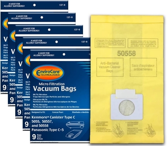 Replacement Vacuum Bags Designed to fit Kenmore Canister Type C or Q 50555, 50558, 50557 and Panasonic Type C-5 45 pack