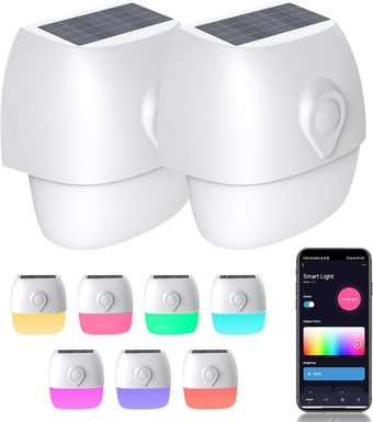 Motion Sensor Outdoor Lights 2 Packs, Smart Flood Lights with BLE Mesh Bluetooth APP Control, Security Lights with Warm to Cold Adjustable Light, IP64 Waterproof