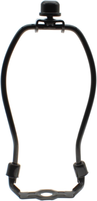 1Pack10-Inch Lamp Shade Harp Holder Heavy Duty Horn Frame Lamp Shade Bracket with Light Base and Solid Lamp Finial DIY Lighting Replacement Accessories for Table/Floor Lamps [FDXGYH,Black]