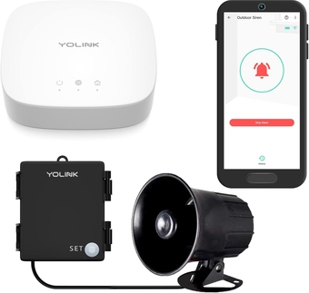 Hub and Outdoor Security Siren & Smart Alarm Controller Kit - Loud 110 dB, Wireless, Battery-Powered, 1/4 Mile Range, Android-iOS App, Alexa, Google, IFTTT, Home Assistant