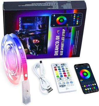 DC 5V TV LED Strip Lights, RGB IC, 213 Multicolor Modes, with APP Control, Music Sync and Timer, Colorful Led Strip Lights, for Holiday Decoration, etc (TG309 Saxophone)