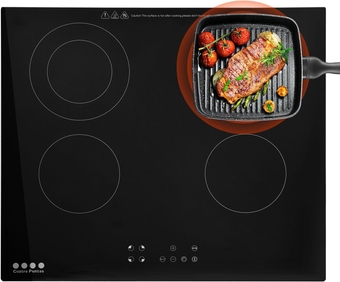 Electric Cooktop, 220V Commercial Electric Hob, Long Four-Head Multi-eye Induction Cooker, Timer, Overheating protection, Tin Foil Cooking Unit for Stone Pot Bibimbap Tin Foil Casserole