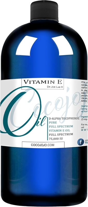 Vitamin E Oil All Natural Full Spectrum D Alpha Tocopherol 75,000 IU Undiluted 100% Pure For Skin, Face, Hair, Body Care Hydrating Rejuvenating Moisturizer, Premium Antioxidant - 32 Oz