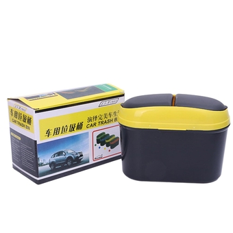 -Car Trash Can with Lid Hanging Waterproof Leak-Proof Multifunctional Mini Automotive Garbage for Vehicle Office Home (Yellow, 17.5cm*7cm*13.5cm/6.89''*2.76''*5.31'')