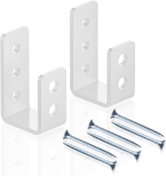 2 x 4 Door Barricade Brackets,  Heavy Duty Door Barricade Security Bar Holder U Bracket Fits 2 x 4 Lumber for Door Brace, Door Jammer, Tool Hanger - Carbon Steel, White (2 Pack)