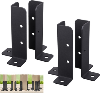 4Pcs Adjustable Wood Fence Pergola Post Base Brackets Kit Fit 1.5x1.5,2x2,2x4,4x4 Post,Reversible Heavy Duty Half Column Base Black Post Anchor Base Brackets for Deck Railing Mailbox