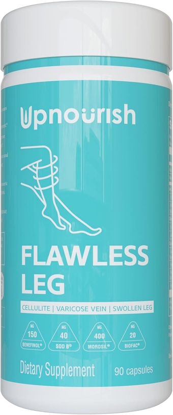Anti Cellulite Supplements - Varicose Veins Support, Restless Leg Relief, Leg Circulation Booster with Caviar Collagen, SOD, Butchers Broom & Horse Chestnut Capsules, 90 ct