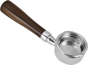 58mm Bottomless Portafilter 2 Ears for Gaggia, 304 Stainless Steel Coffee Portafilter with Reusable Filter Basket and Wood Handle, Espresso Machine Parts