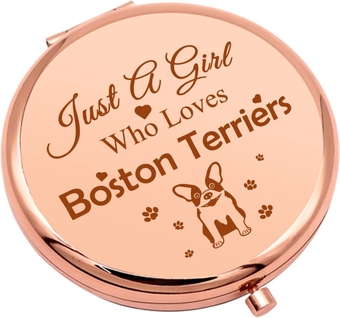 Boston Terrier Gifts for Women Dog Gifts Compact Makeup Mirror Boston Terrier Lover Gifts Tumbler Ideal Gifts to Dog Mom Dog Owner Gifts Folding Makeup Mirror Gifts for Dog Lovers Mother's Day