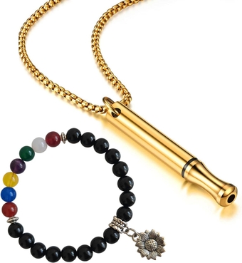 Anxiety Breathing Necklace,Mindful Breathing Necklace For Habitual Breath Practice Meditation Stress and Anxiety Relief Breathing Shift Necklace