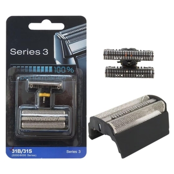 31B Series 3 Replacement Shaver Head Foil and Cutter Replacement for Braun Series 3 Electric Shaver Electric Razors 350 360 370 380 390cc Series 5000 6000(Black, Plastic Sealed Packaging)