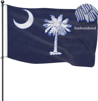 South Carolina Flag 3x5 Outdoor SC State Flags Embroidered Palmetto Tree & Crescent Flag Heavy Duty Sewn Stripes with 2 Brass Grommets