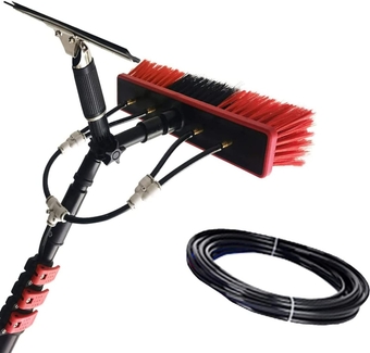 Water Fed Pole Kit Window Cleaning Brush with Squeegee, Outdoor Window Glass Solar Panel Cleaning Extendable Telescopic Pole Water Fed Brush Spray Washer,39FT/12M (36FT/10.8M) (39FT/12M)