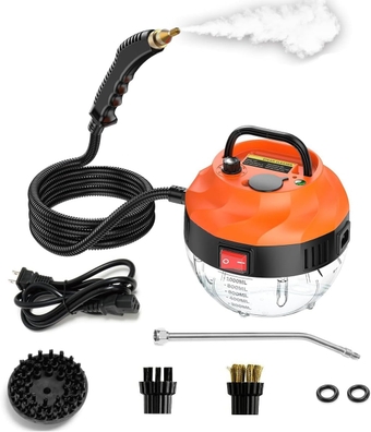 Steam Cleaner with 3 Brush Heads， 2500W High Pressure Handheld Steamer for Home Use, Car Steam Cleaner, Portable Grout Steamer for Cleaning for Upholstery, Kitchen, Bathroom, Hard Surface